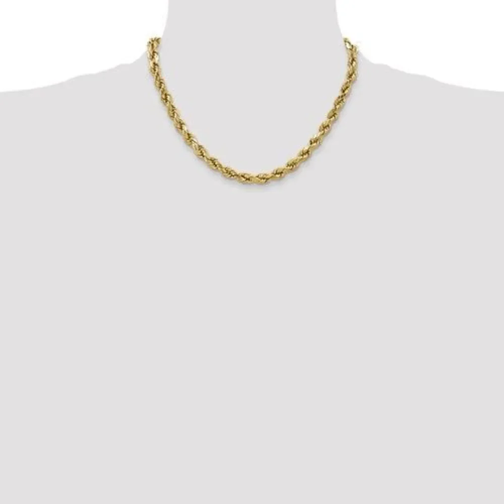 New 10K Yellow Gold 18” Diamond-Cut Rope Chain Necklace – 4.9mm Semi-Solid
